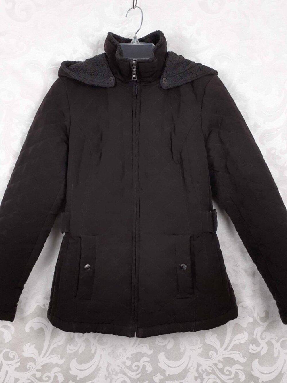 Laundry By Design Quilted Winter Coat Size S. Brown Hooded Jacket